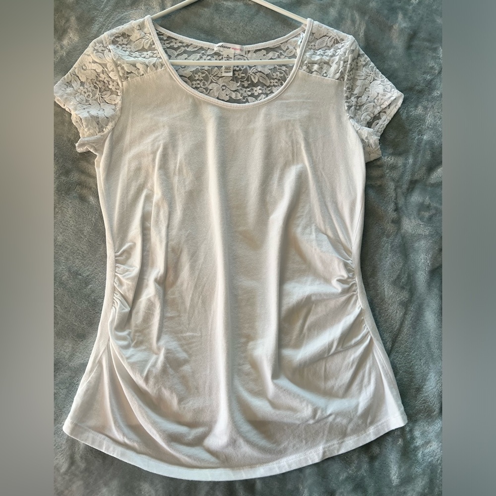 Women’s, Size XL, White Lace Maternity Tee